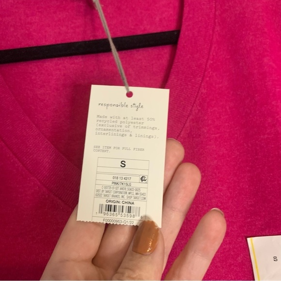 Nwt a new day Pink Long Sleeve Sweater V Neck Size Small Not heavy lighter - Picture 5 of 6